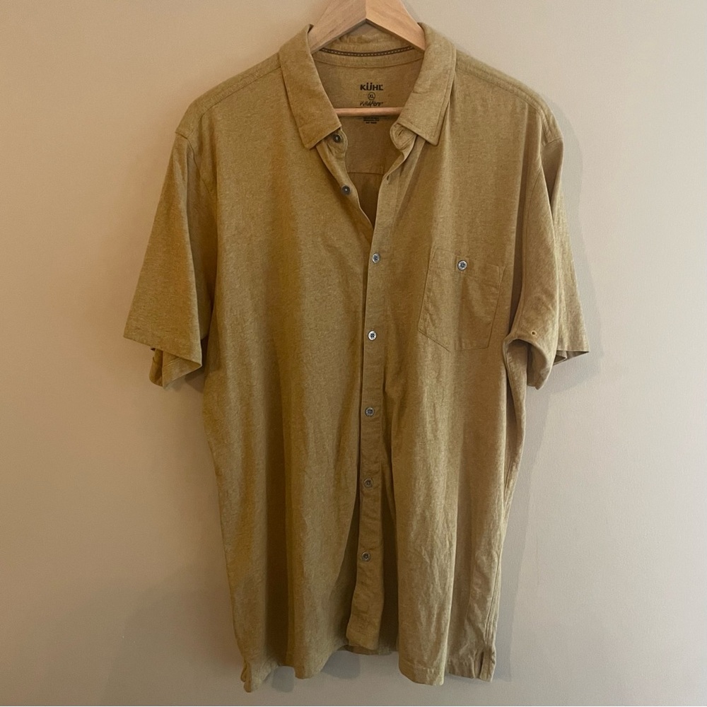 KUHL Wildfibre 100% Organic Cotton Men's Polo Shirt Mustard Yellow Size XL‎